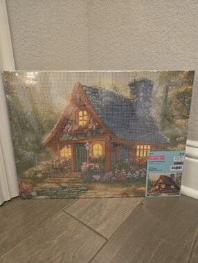 Cottage Core Canvas Mounted Diamond Art Painting, Full Kit, Diamond Dot, Nwt